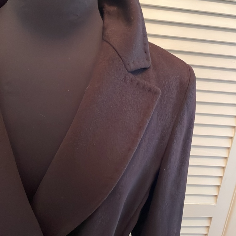 NWT Cinzia Rocca luxury long brown coat one button belted size 12 made in Italy